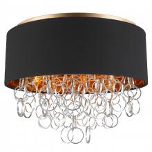Worldwide Lighting Corp W33282MG20 - Catena 5-Light Matte Gold Finish with Black Linen drum Shade Flush Mount Ceiling Light 20 in. Dia x 