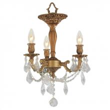 Worldwide Lighting Corp W33302FG13-CL - Windsor 3-Light French Gold Finish and Clear Crystal Semi Flush Mount Ceiling Light 13 in. Dia x 14 