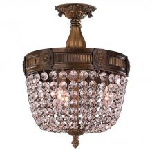 Worldwide Lighting Corp W33353B12-CL - Winchester 3-Light Antique Bronze Finish and Clear Crystal Semi Flush Mount Ceiling Light 12 in. Dia