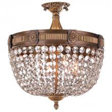 Worldwide Lighting Corp W33353B16-CL - Winchester 4-Light Antique Bronze Finish and Clear Crystal Semi Flush Mount Ceiling Light 16 in. Dia