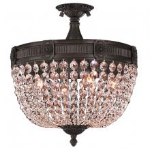 Worldwide Lighting Corp W33353F16-CL - Winchester 4-Light dark Bronze Finish and Clear Crystal Semi Flush Mount Ceiling Light 16 in. Dia x 