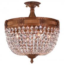Worldwide Lighting Corp W33353FG16-CL - Winchester 4-Light French Gold Finish and Clear Crystal Semi Flush Mount Ceiling Light 16 in. Dia x 