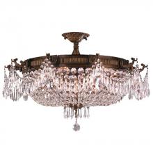 Worldwide Lighting Corp W33354B30-CL - Winchester 10-Light Antique Bronze Finish and Clear Crystal Semi Flush Mount Ceiling Light 30 in. Di