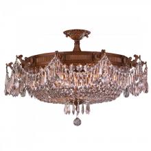 Worldwide Lighting Corp W33354FG30-CL - Winchester 10-Light French Gold Finish and Clear Crystal Semi Flush Mount Ceiling Light 30 in. Dia x