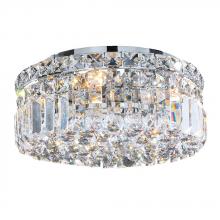 Worldwide Lighting Corp W33505C12 - Cascade 4-Light Chrome Finish and Clear Crystal Flush Mount Ceiling Light 12 in. Dia x 5.5 in. H Rou