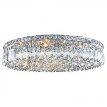 Worldwide Lighting Corp W33509C24 - Cascade 9-Light Chrome Finish and Clear Crystal Flush Mount Ceiling Light 24 in. Dia x 5.5 in. H Rou