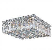 Worldwide Lighting Corp W33517C14 - Cascade 4-Light Chrome Finish and Clear Crystal Flush Mount Ceiling Light 14 in. L x 14 in. W x 5.5 