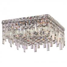 Worldwide Lighting Corp W33617C14 - Cascade 4-Light Chrome Finish and Clear Crystal Flush Mount Ceiling Light 14 in. L x 14 in. W x 7.5 