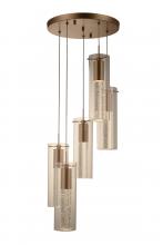 Worldwide Lighting Corp W33808MG14 - Sprite 18-Watt Matte Gold Finish Integrated LEd Crystal and Glass Tube Pendant Light 3000K 14 in. Di