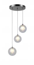 Worldwide Lighting Corp W33849MN9 - Moulin 3-Light Matte Nickel Finish Halogen / LEd Clear and Frosted Glass Ball Multi Light Pendant 9 