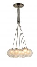 Worldwide Lighting Corp W33854MN14 - Moulin 7-Light Matte Nickel Finish Halogen / LEd Clear and Frosted Glass Ball Cluster Pendant Light 