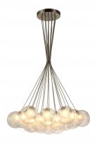 Worldwide Lighting Corp W33855MN23 - Moulin 19-Light Matte Nickel Finish Halogen / LEd Clear and Frosted Glass Ball Cluster Pendant Light