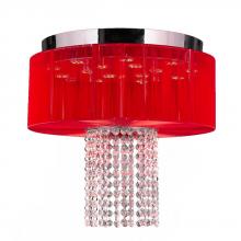 Worldwide Lighting Corp W33954C16-RD - Alice Collection 6 Light LED Chrome Finish and Clear Crystal with Red String Shade 16&#34; D x 14&#3
