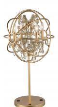 Worldwide Lighting Corp W53190MG18-GT - Armillary 18 in. Dia x 33 in. H  Matte Gold Finish with Golden Teak Crystal Foucault&#39;s Orb Table
