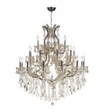 Worldwide Lighting Corp W83003C38-GT - Maria Theresa 28-Light Chrome Finish and Golden Teak Crystal Chandelier 38 in. Dia x 42 in. H Three 