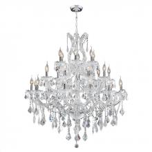 Worldwide Lighting Corp W83003C38 - Maria Theresa 28-Light Chrome Finish and Clear Crystal Chandelier 38 in. Dia x 42 in. H Three 3 Tier
