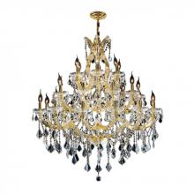 Worldwide Lighting Corp W83003G38 - Maria Theresa 28-Light Gold Finish Crystal Chandelier Three 3 Tier 38 in. Dia x 42 in. H Three 3 Tie