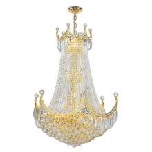 Worldwide Lighting Corp W83026G30 - Empire 24-Light Gold Finish and Clear Crystal Chandelier 30 in. Dia x 40 in. H Round Large