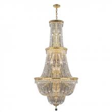 Worldwide Lighting Corp W83033G28 - Empire 34-Light Gold Finish and Clear Crystal Chandelier 28 in. Dia x 56 in. H Round Large