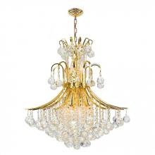Worldwide Lighting Corp W83041G22 - Empire 11-Light Gold Finish and Clear Crystal Chandelier 22 in. Dia x 26 in. H Round Medium
