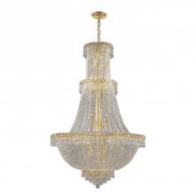Worldwide Lighting Corp W83047G30 - Empire 17-Light Gold Finish and Clear Crystal Chandelier 30 in. Dia x 48 in. Round Large