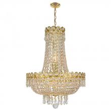 Worldwide Lighting Corp W83049G16 - Empire 8-Light Gold Finish and Clear Crystal Chandelier 16 in. Dia x 20 in. H Round Mini