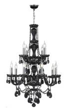 Worldwide Lighting Corp W83098C28-BL - Provence Collection 12 Light Chrome Finish and Black Crystal Chandelier 28&#34; D x 41&#34; H Two 2