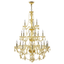 Worldwide Lighting Corp W83099G38-GT - Provence Collection 21 Light Gold Finish and Golden Teak Crystal Chandelier 38&#34; D x 54&#34; H Th