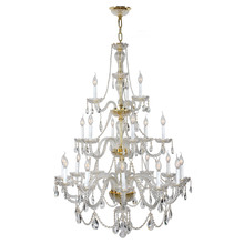Worldwide Lighting Corp W83099G38 - Provence 21-Light Gold Finish and Clear Crystal Chandelier 38 in. Dia x 54 in. H Three 3 Tier Large