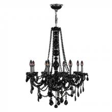 Worldwide Lighting Corp W83106C28-BL - Provence Collection 8 Light Chrome Finish and Black Crystal Chandelier 28&#34; D x 34&#34; H Large