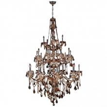 Worldwide Lighting Corp W83108C43-AM - Provence 25-Light Chrome Finish and Amber Crystal Chandelier 43 in. Dia x 68 in. H Three 3 Tier Extr