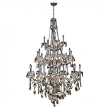 Worldwide Lighting Corp W83108C43-GT - Provence 25-Light Chrome Finish and Golden Teak Crystal Chandelier  43 in. Dia x 68 in. H Three 3 Ti
