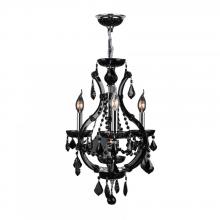 Worldwide Lighting Corp W83114C16-BL - Lyre Collection 4 Light Chrome Finish and Black Crystal Chandelier 16&#34; D x 28&#34; H Mini