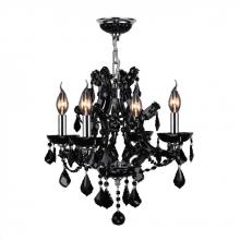 Worldwide Lighting Corp W83115C19-BL - Lyre Collection 4 Light Chrome Finish and Black Crystal Chandelier 19&#34; D x 18&#34; H Medium