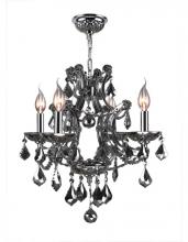 Worldwide Lighting Corp W83115C19-CH - Lyre Collection 4 Light Chrome Finish and Chrome Crystal Chandelier 19&#34; D x 18&#34; H Medium