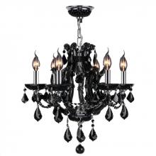 Worldwide Lighting Corp W83117C20-BL - Lyre Collection 6 Light Chrome Finish and Black Crystal Chandelier 20" D x 19" H Medium