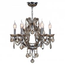 Worldwide Lighting Corp W83117C20-GT - Maria Theresa 6-Light Chrome Finish and Golden Teak Crystal Chandelier 20 in. Dia x 19 in. H Medium
