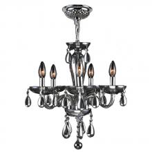 Worldwide Lighting Corp W83127C16-CH - Gatsby Collection 5 Light Chrome Finish and Chrome Blown Glass Chandelier 16&#34; D x 18&#34; H Mini