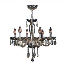 Worldwide Lighting Corp W83128C22-GT - Gatsby Collection 6 Light Chrome Finish and Golden Teak Blown Glass Chandelier 22&#34; D x 19&#34; H