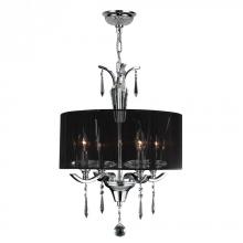 Worldwide Lighting Corp W83133C16 - Gatsby 4-Light Chrome Finish and Clear Crystal Chandelier with Black String drum Shade 16 in. Dia x