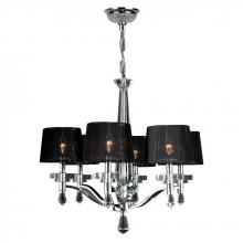 Worldwide Lighting Corp W83135C26 - Gatsby 6-Light Arm Chrome Finish and Clear Crystal Chandelier with Black String Empire Shade 26 in. 