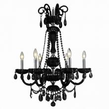 Worldwide Lighting Corp W83177C25-BL - Carnivale Collection 6 Light Chrome Finish and Black Crystal Chandelier 25&#34; D x 34&#34; H Large