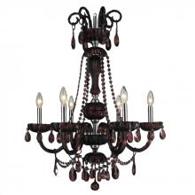 Worldwide Lighting Corp W83177C25-CY - Carnivale Collection 6 Light Chrome Finish and Cranberry Crystal Chandelier 25&#34; D x 34&#34; H La