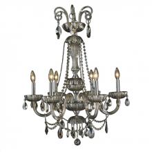 Worldwide Lighting Corp W83177C25-GT - Carnivale 6-Light Chrome Finish and Golden Teak Crystal Chandelier 25 in. Dia x 34 in. H Large