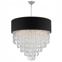 Worldwide Lighting Corp CP272MN28 - Halo Collection 12 Light Matte Nickel Finish and Clear Crystal with Black Drum Shade Pendant D28"