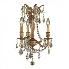 Worldwide Lighting Corp W83302FG13-GT - Windsor 3-Light French Gold Finish and Golden Teak Crystal Mini Chandelier 13 in. Dia x 18 in. H