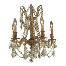 Worldwide Lighting Corp W83304FG18-GT - Windsor 5-Light French Gold Finish and Golden Teak Crystal Chandelier 18 in. Dia x 19 in. H Medium