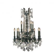 Worldwide Lighting Corp W83309F24-CL - Windsor 12-Light dark Bronze Finish and Clear Crystal Chandelier 24 in. Dia x 36 in. H Two 2 Tier La