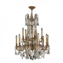 Worldwide Lighting Corp W83310FG28-CL - Windsor 15-Light French Gold Finish and Clear Crystal Chandelier 28 in. Dia x 36 in. H Two 2 Tier La