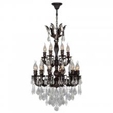Worldwide Lighting Corp W83326F21 - Versailles 18-Light dark Bronze Finish and Clear Crystal Chandelier 21 in. Dia x 32 in. H Two 2 Tier